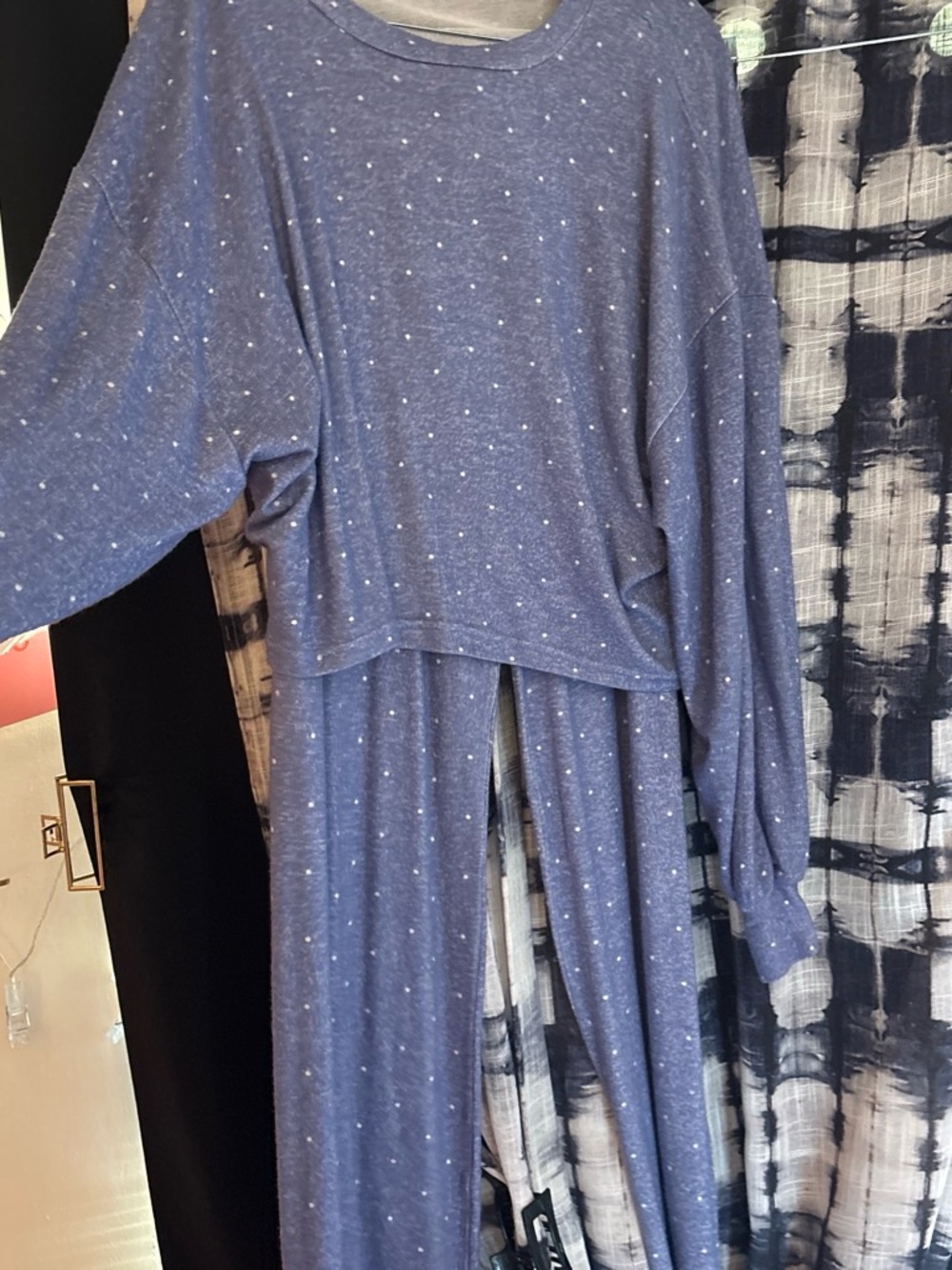 Women's Lavender Blue Dot Knit Pajama Set - Picture 4 of 4
